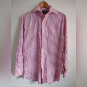 Lauren Ralph Lauren Striped Cotton Non Iron Long Sleeve Button Down Men's Shirt